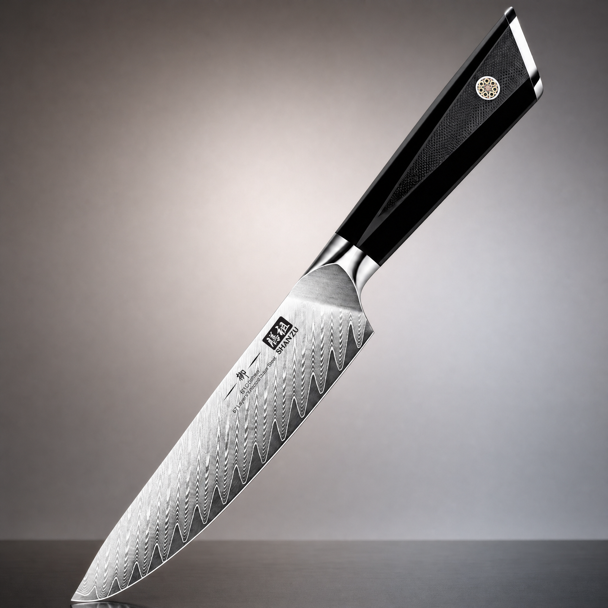 SHAN ZU Allzweckmesser 15cm 6 Zoll 10Cr15CoMoV 62 HRC 67 Schichten G10